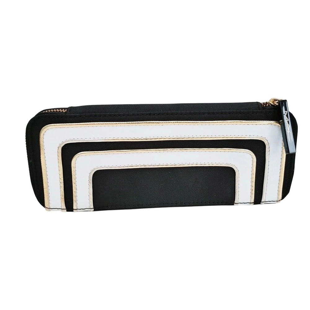 Limited Edition! MAC Cosmetics Makeup Brush Case Blk White‎ Gold Art Deco Clutch